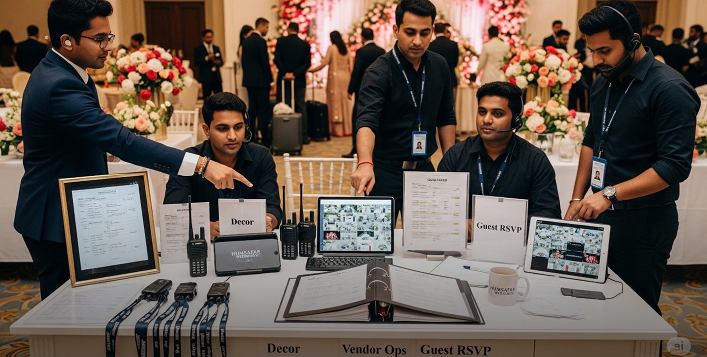 Grand wedding celebration with a large guest gathering